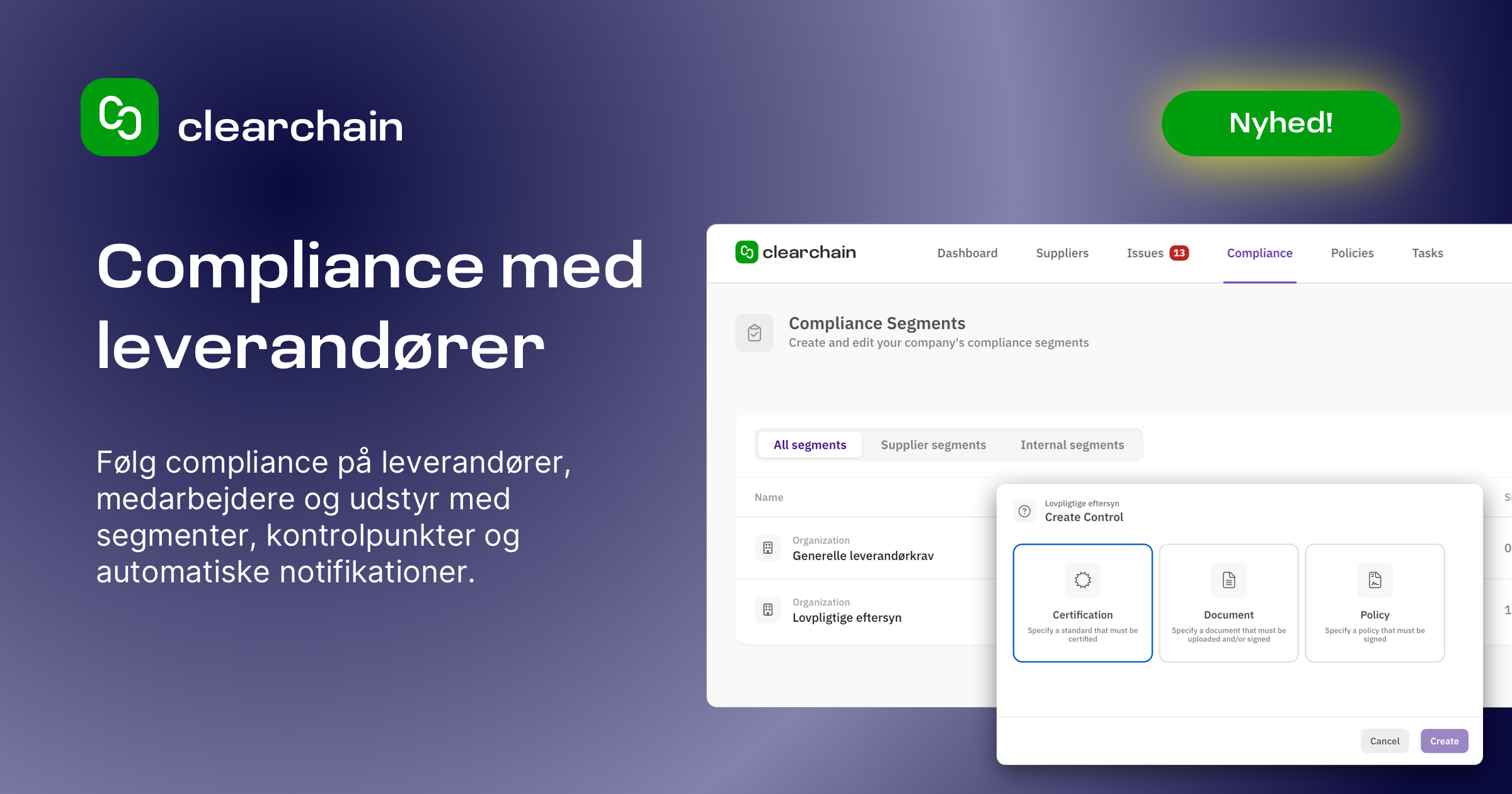 Nyhed: Hold styr på compliance med leverandører – automatisk og effektivt